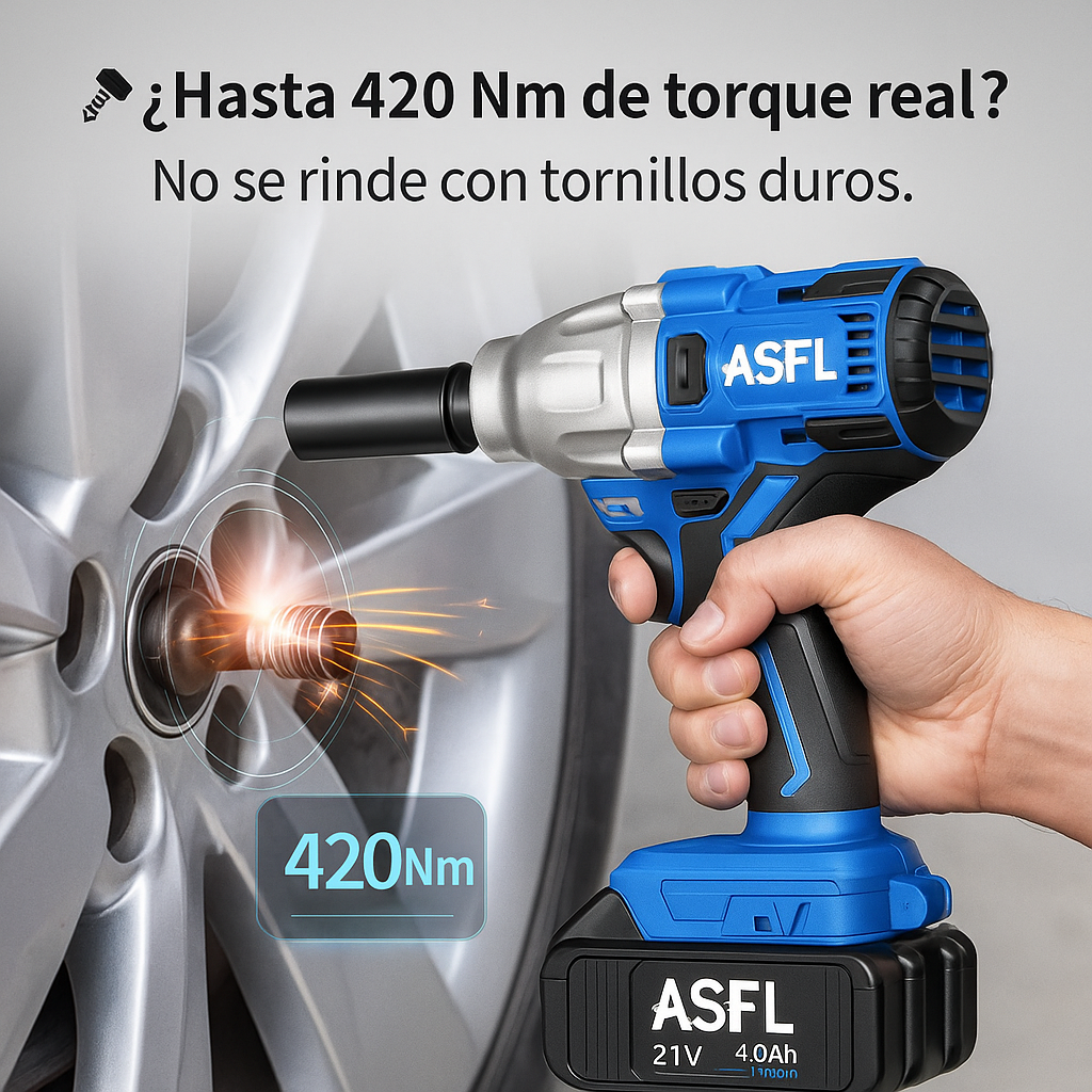 TorqueMaster™ Pro 21V - Llave de Impacto Profesional con Kit Completo